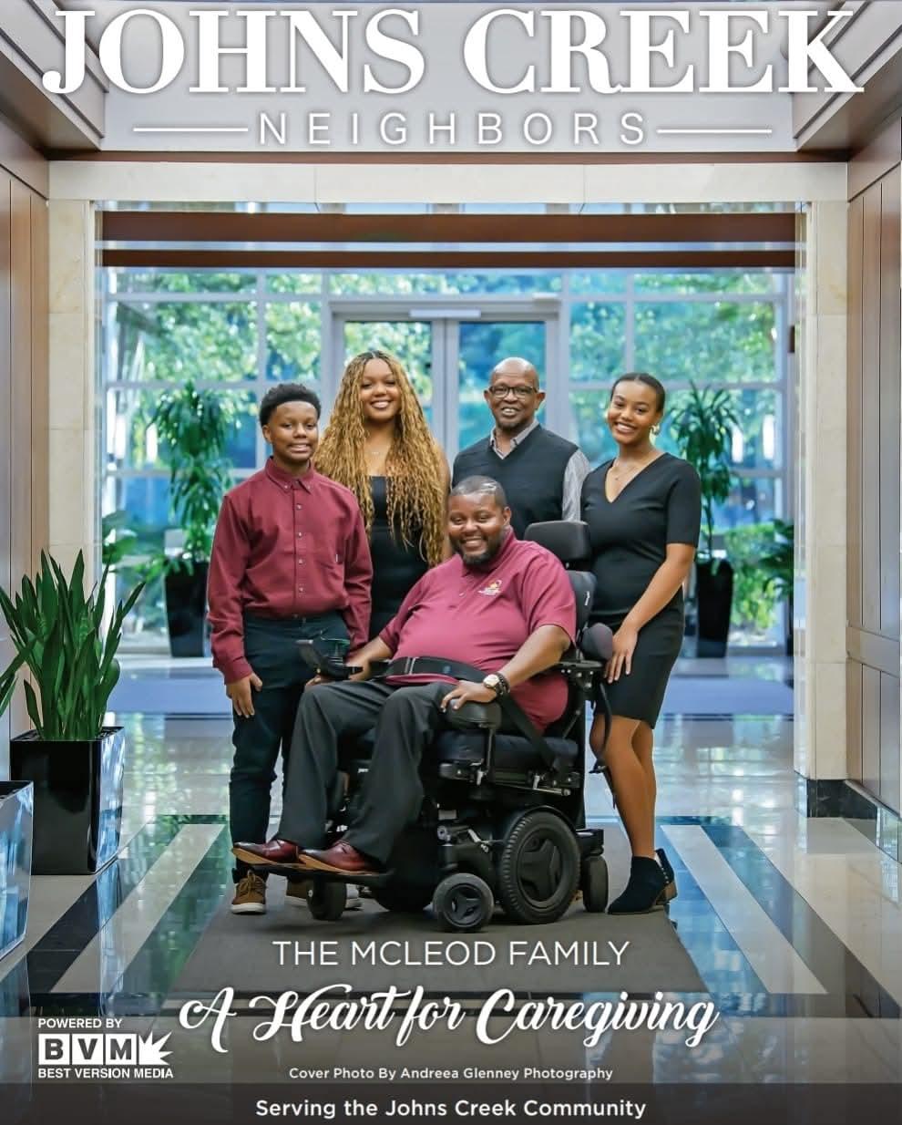 Johns Creek Neighbors cover featuring the McLeod family and a caregiving story